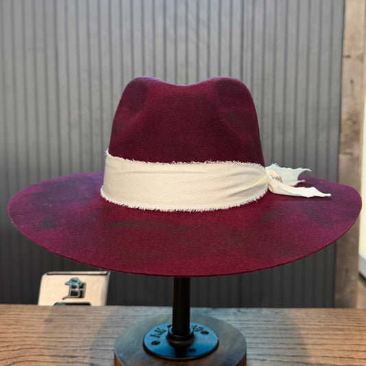 Maroon Teardrop Felt Fedora