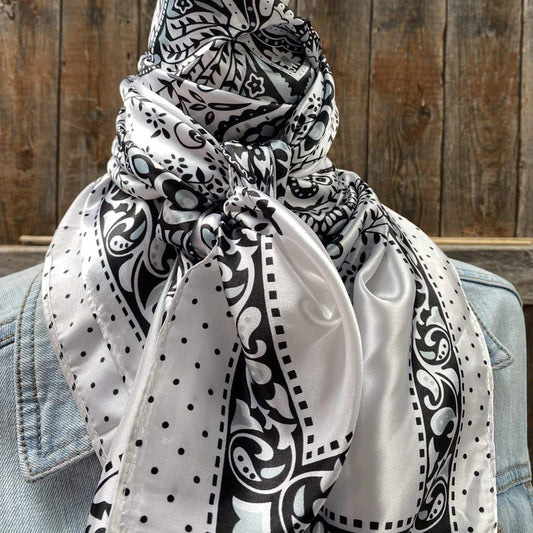 Black White Paisley & Polka Dot Wild Rag
