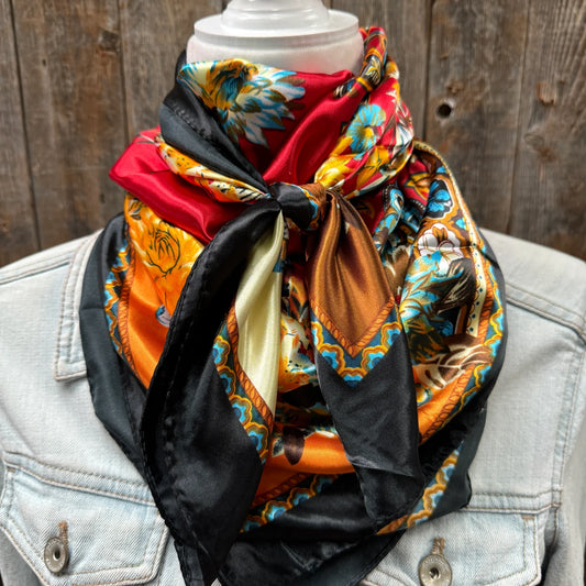 Black and Red Floral Wild Rag