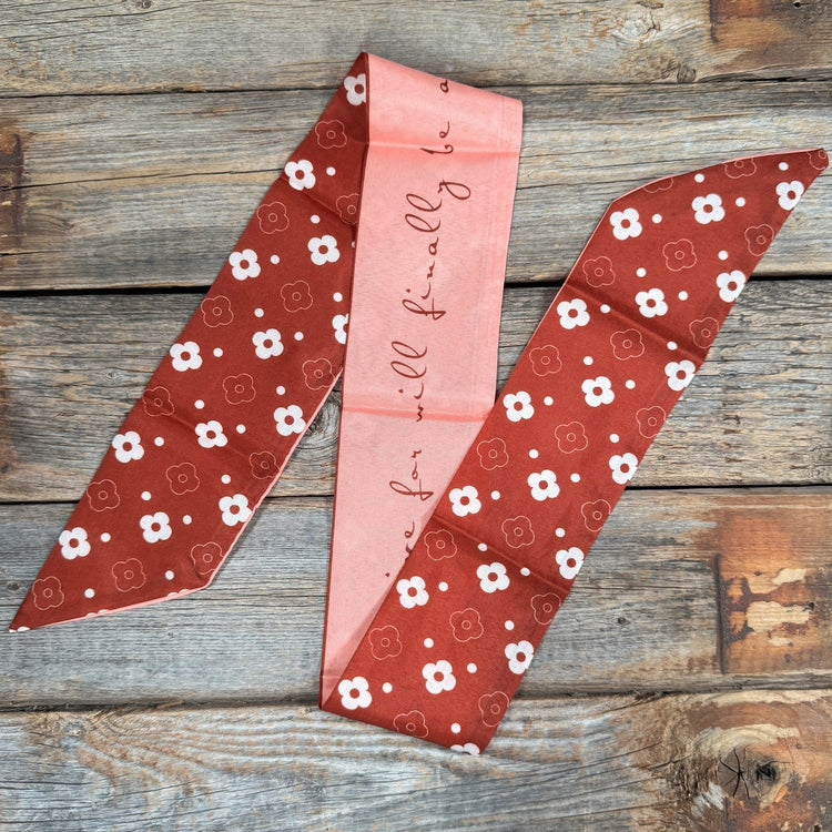 Burgundy Flowers Twilly