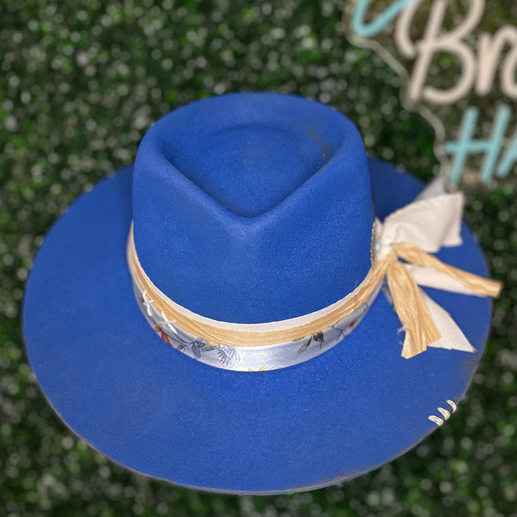 Blue Teardrop Felt Hat