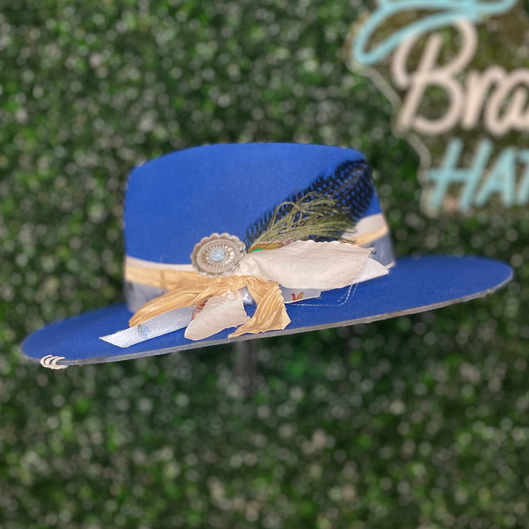 Blue Teardrop Felt Hat