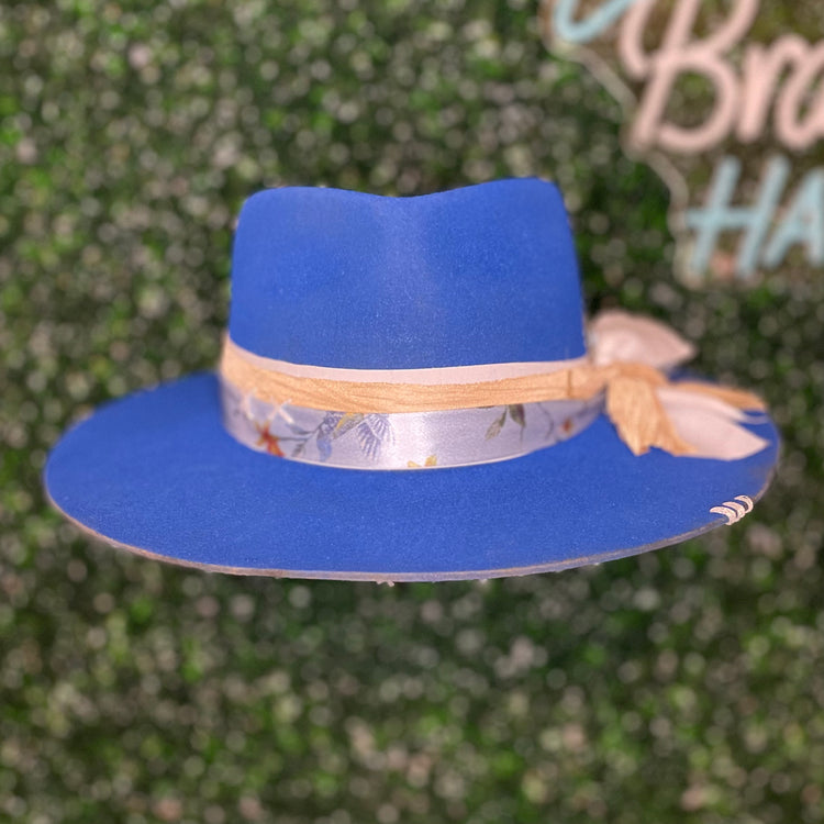 Blue Teardrop Felt Hat