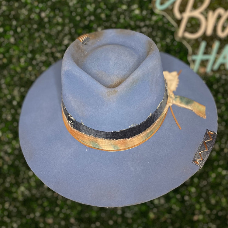 Light Blue Teardrop Felt Hat
