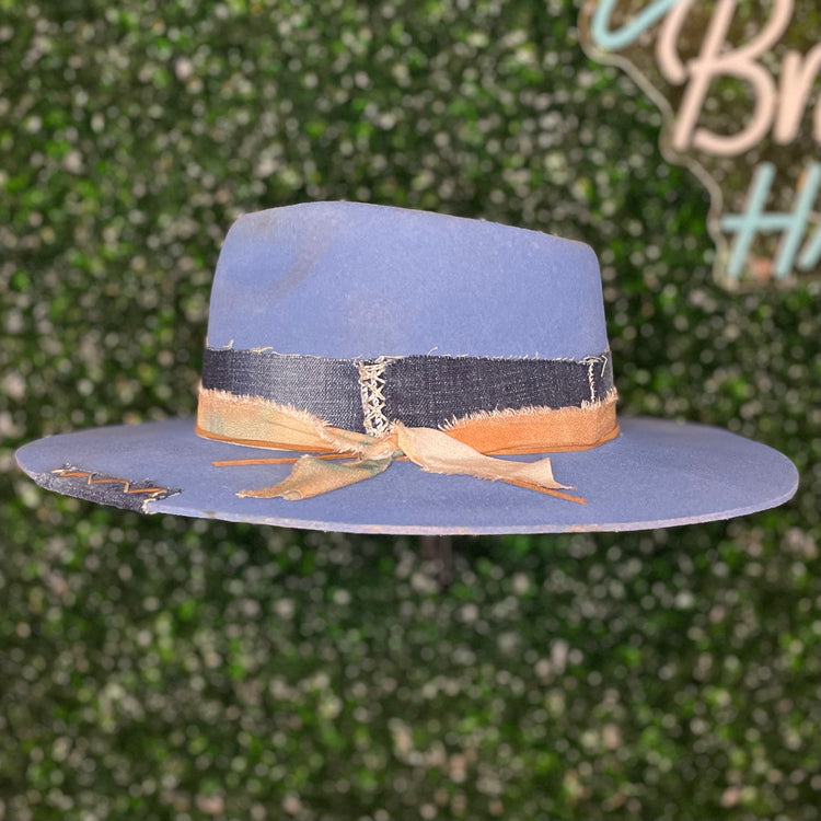 Light Blue Teardrop Felt Hat