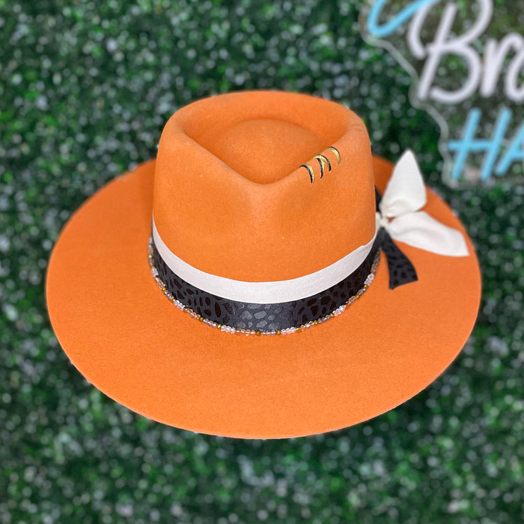 Orange Teardrop Felt Hat