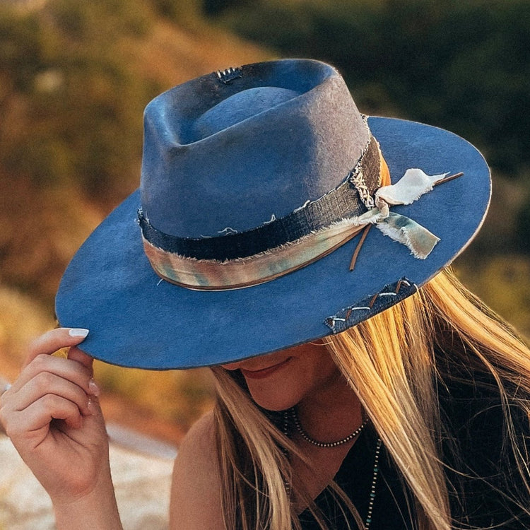 Light Blue Teardrop Felt Hat
