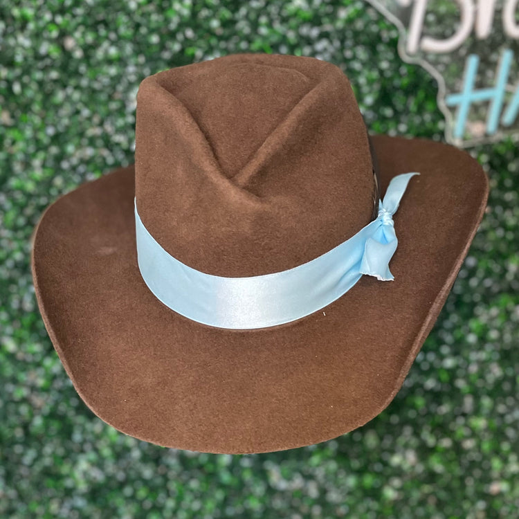 Chocolate & Blue Heart Felt Hat