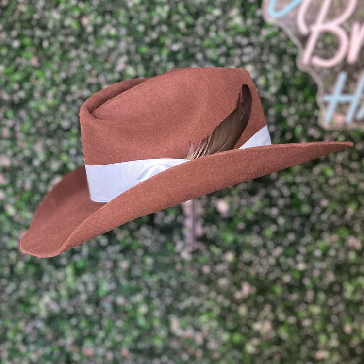 Chocolate & Blue Heart Felt Hat