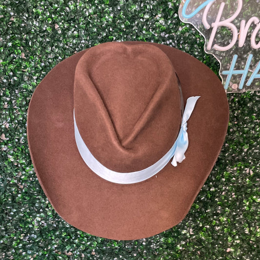 Chocolate & Blue Heart Felt Hat