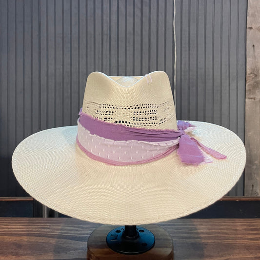 Purple Teardrop Straw Fedora