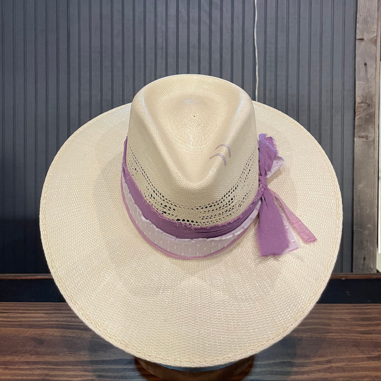 Purple Teardrop Straw Fedora
