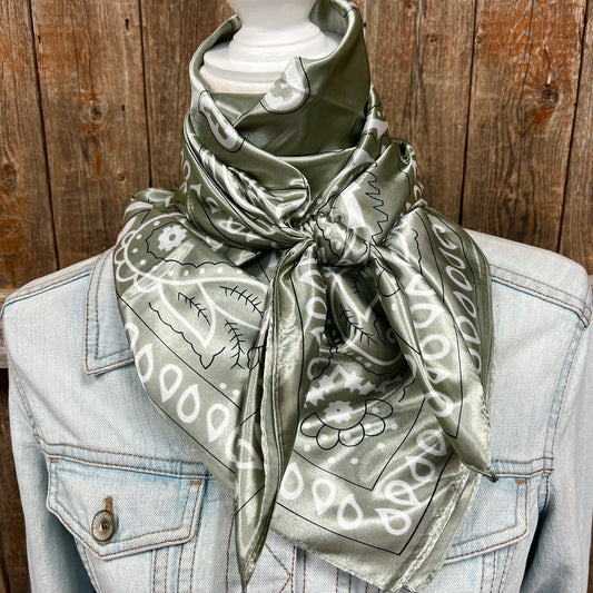 Sage & White Paisley Wild Rag