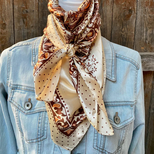 Tan Brown Paisley & Polka Dot Wild Rag