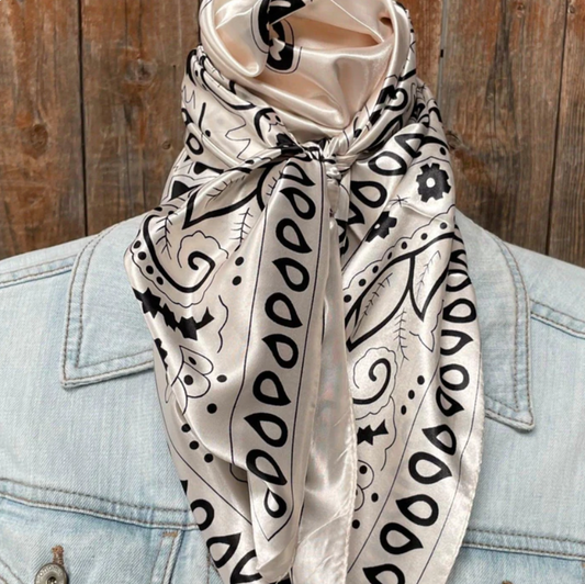 Cream & Black Paisley Wild Rag