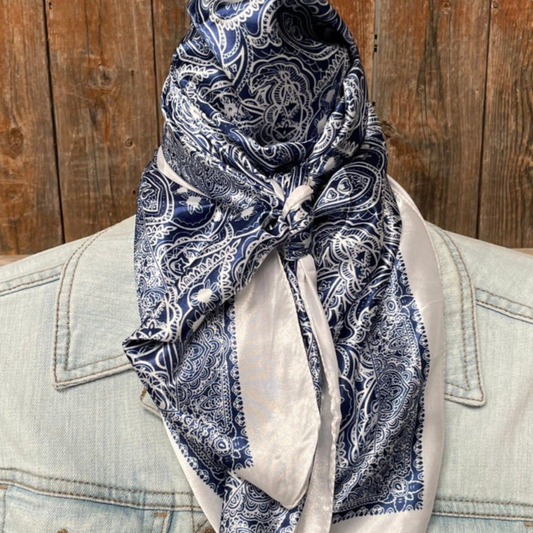 Blue & White Paisley Wild Rag