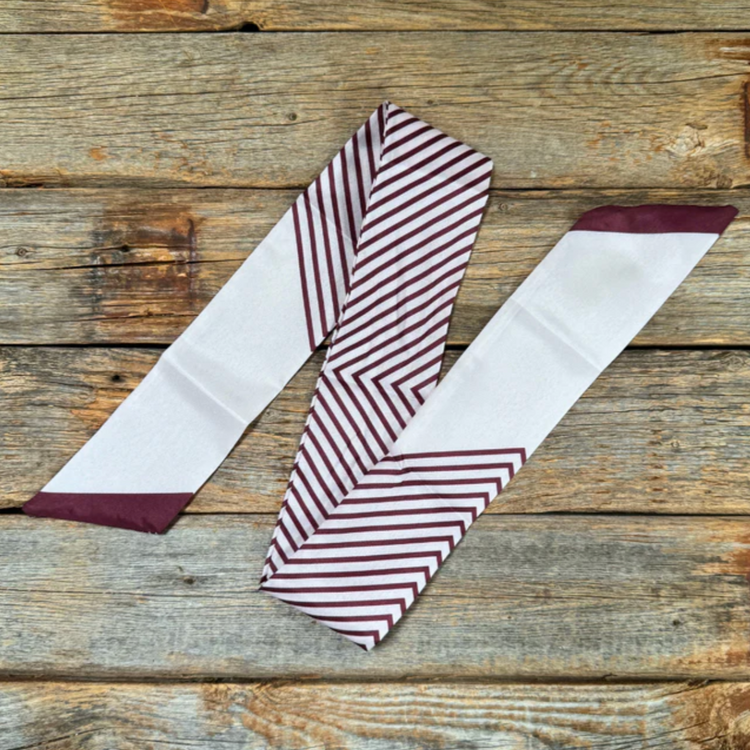 Burgundy & Cream Striped Twilly