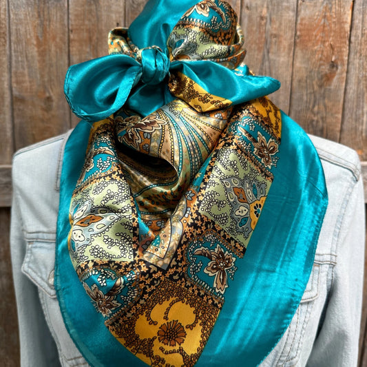 Teal Tone Paisley Wild Rag