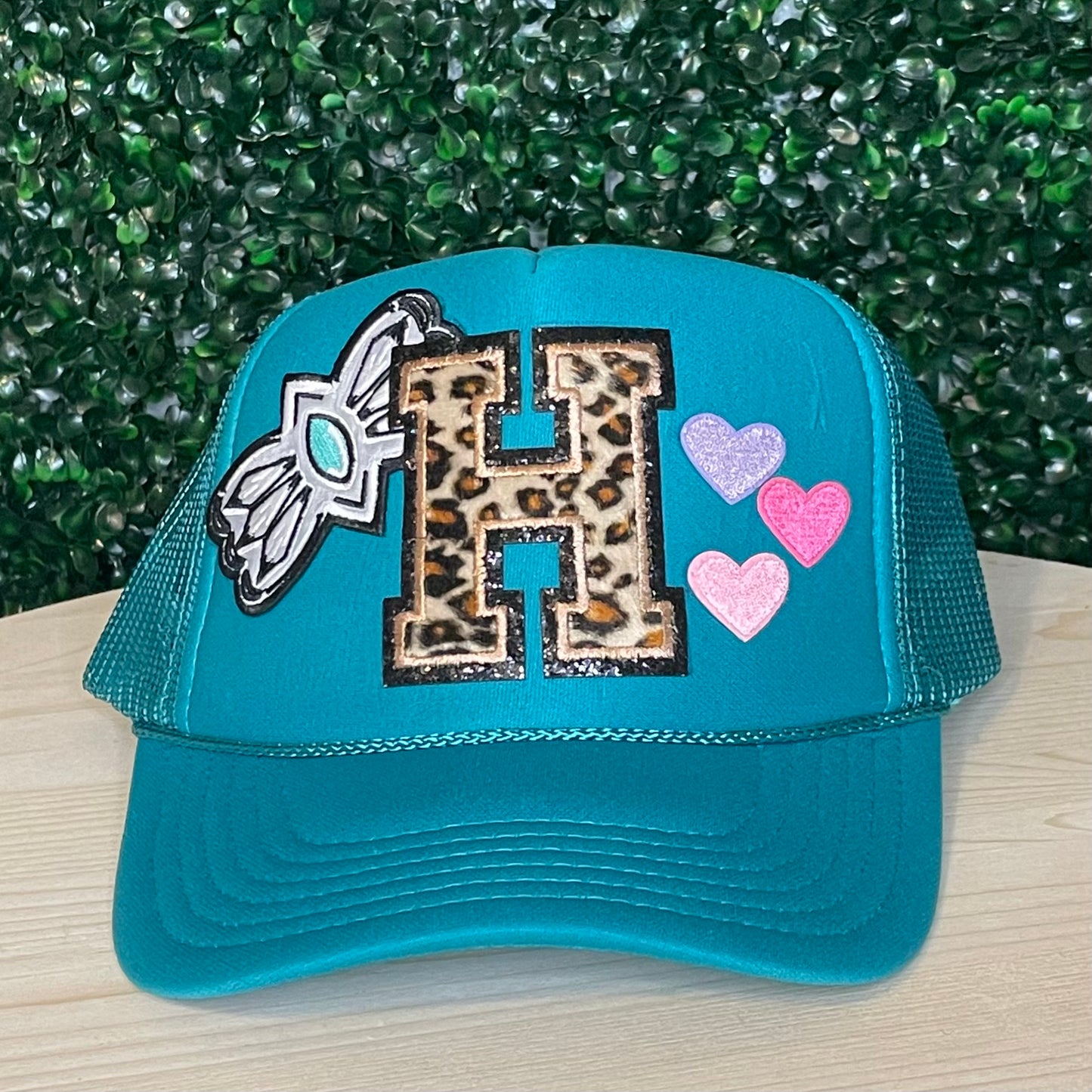 Leopard Print Letter Trucker Hat