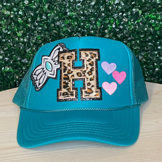 Leopard Print Letter Trucker Hat