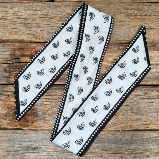 White & Black Paisley Twilly