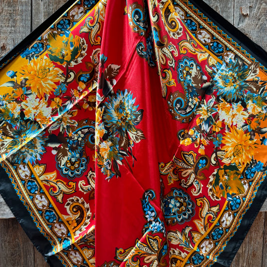 Black and Red Floral Wild Rag