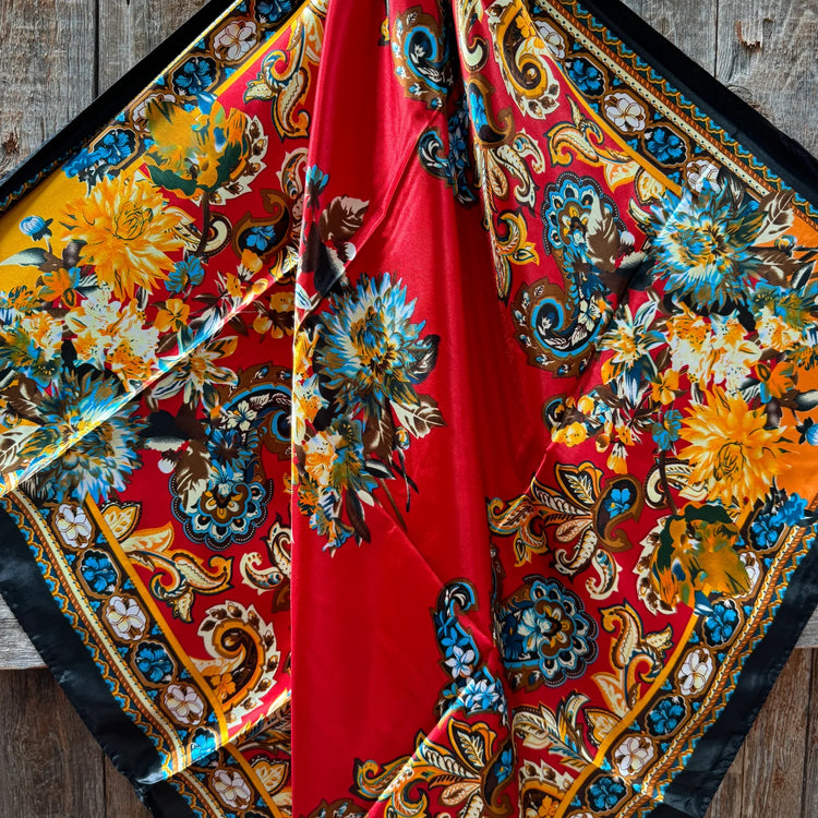 Black and Red Floral Wild Rag