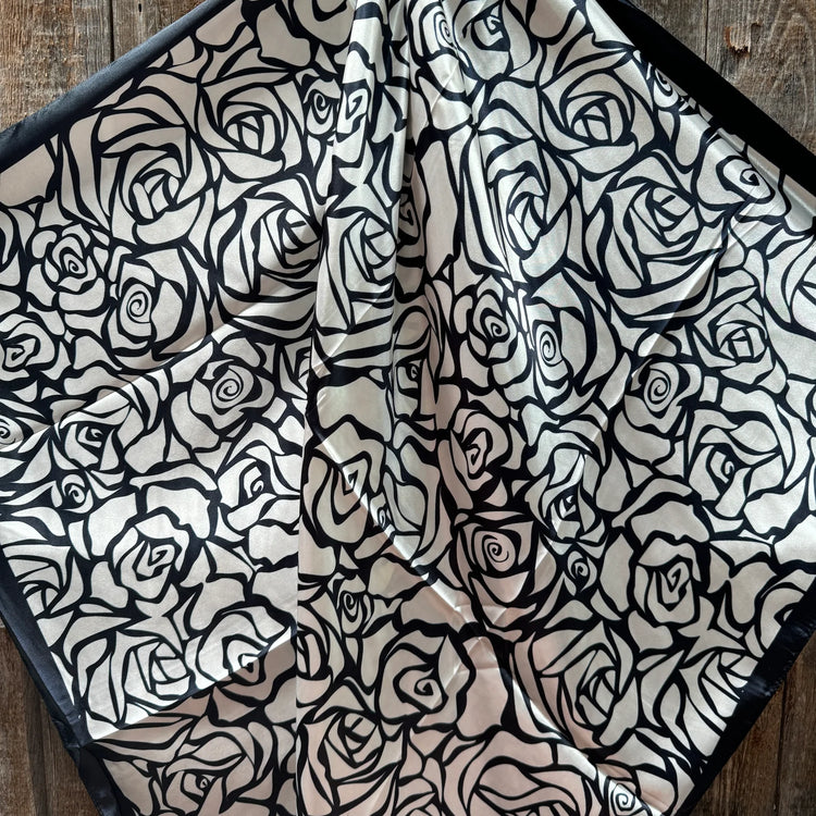 Black and White Rose Wild Rag