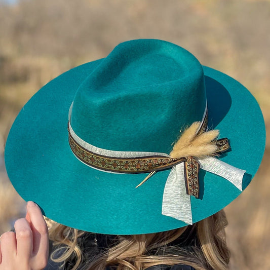 Teal Teardrop Felt Hat