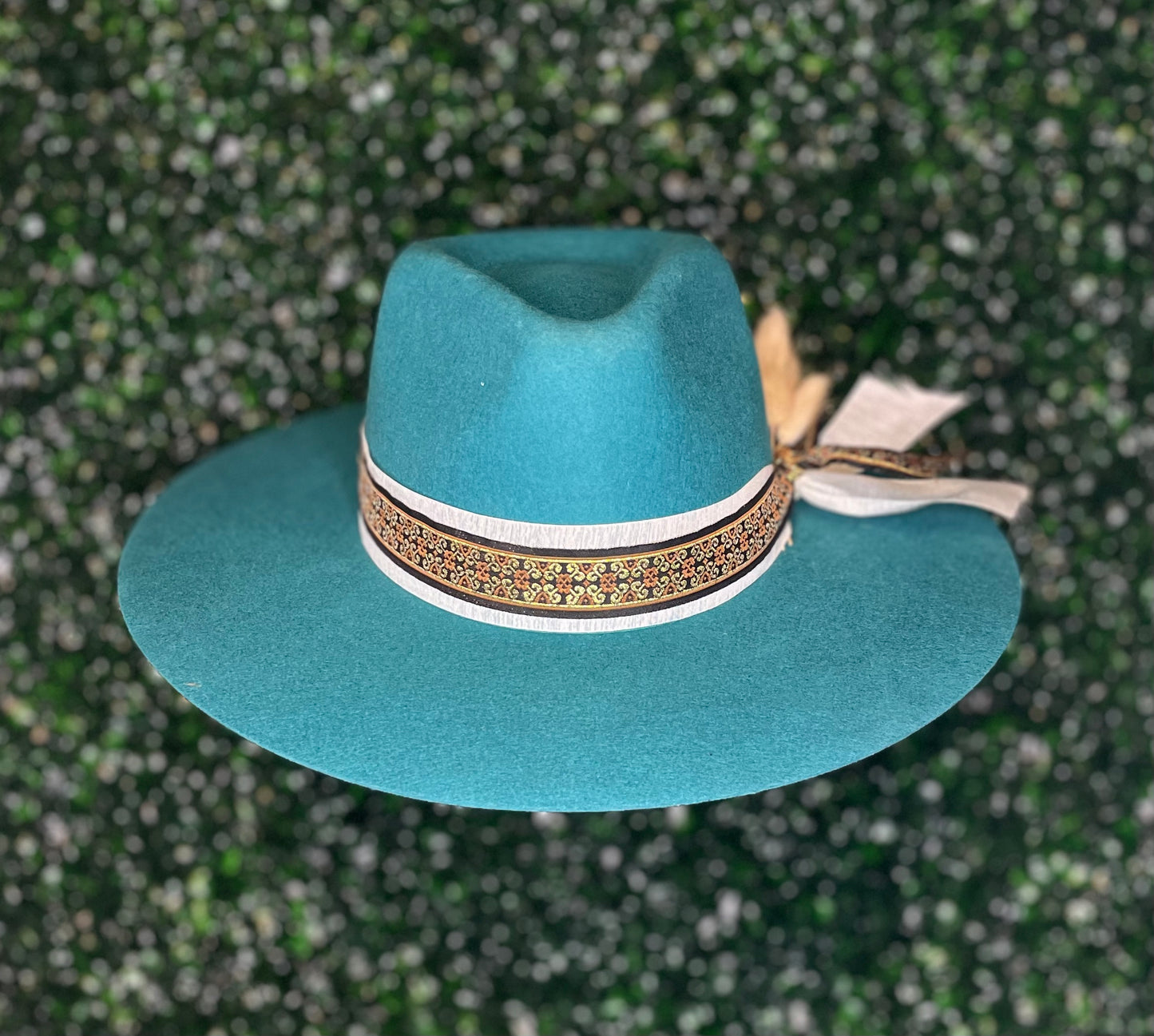 Teal Teardrop Felt Hat