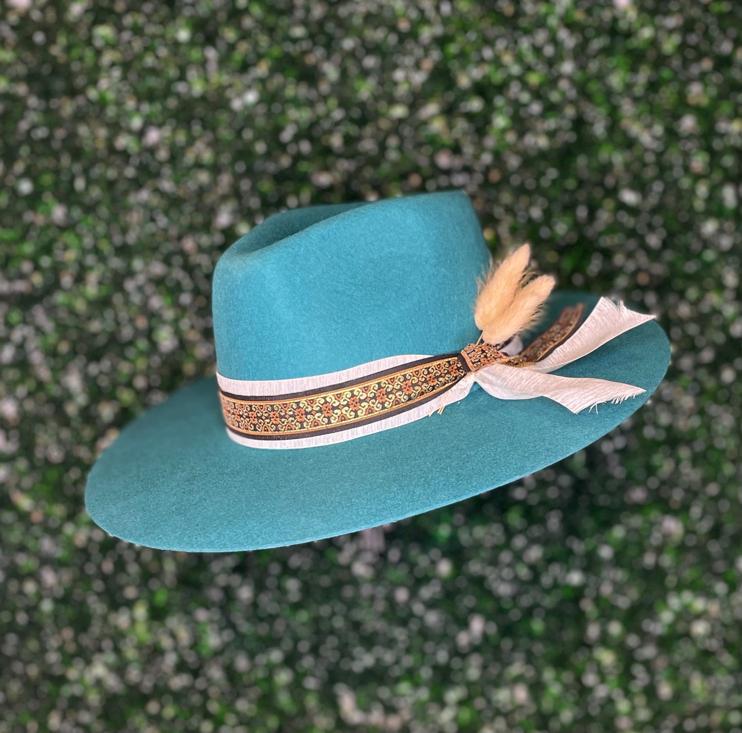 Teal Teardrop Felt Hat