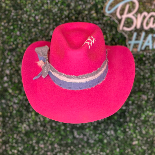 Pink Teardrop Felt Hat