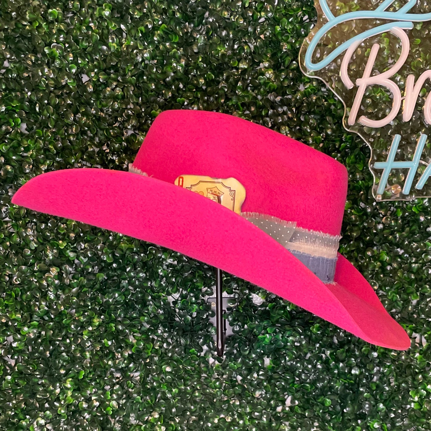 Pink Teardrop Felt Hat