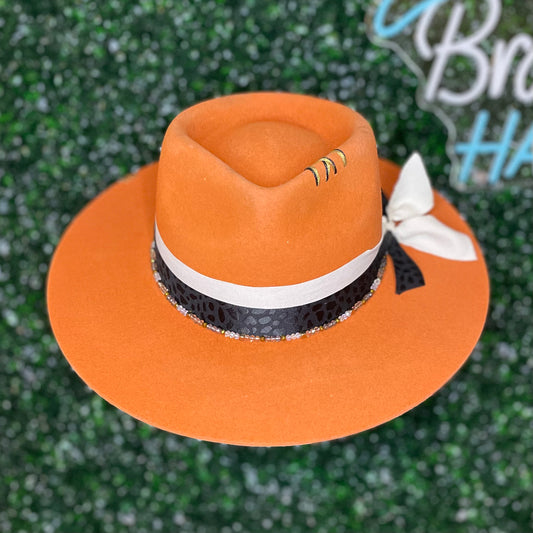 Orange Teardrop Felt Hat