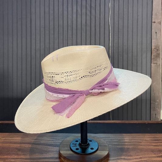 Purple Teardrop Straw Fedora