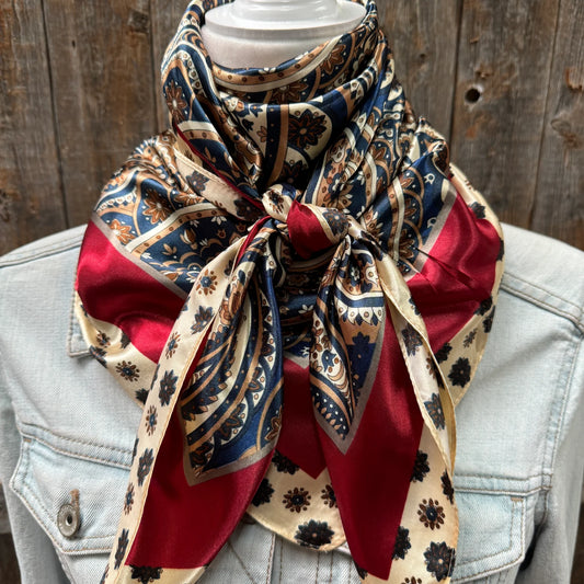 Navy and Cream Giant Paisley Wild Rag