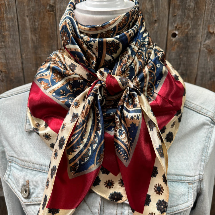 Navy and Cream Giant Paisley Wild Rag