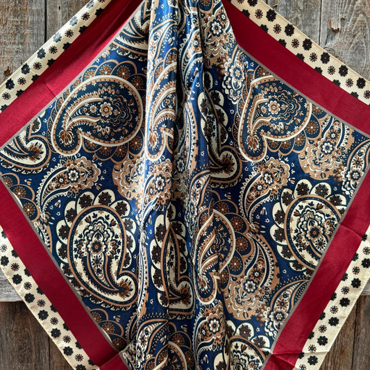 Navy and Cream Giant Paisley Wild Rag