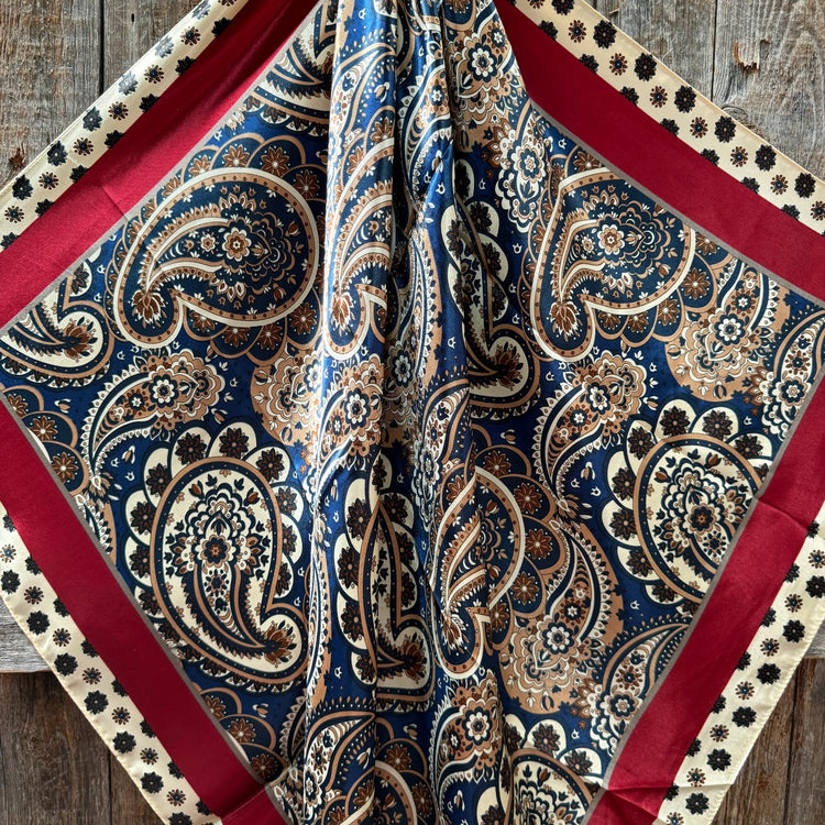 Navy and Cream Giant Paisley Wild Rag