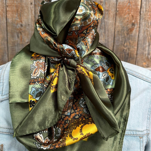 Olive Tone Paisley Wild Rag