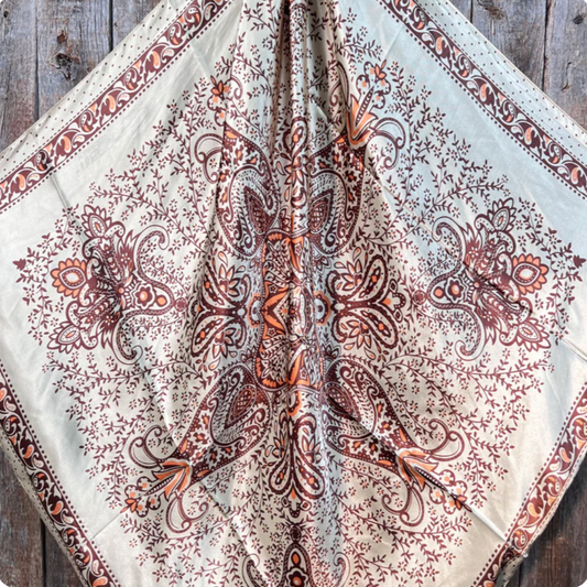 Tan Brown Paisley & Polka Dot Wild Rag