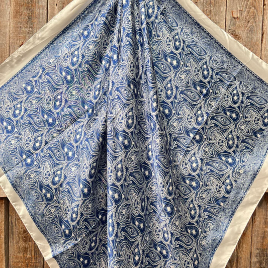 Blue & White Paisley Wild Rag