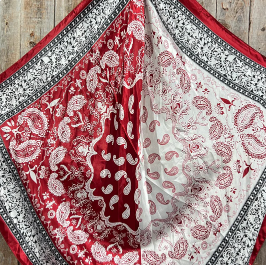 Wine Red & Cream Paisley Wild Rag