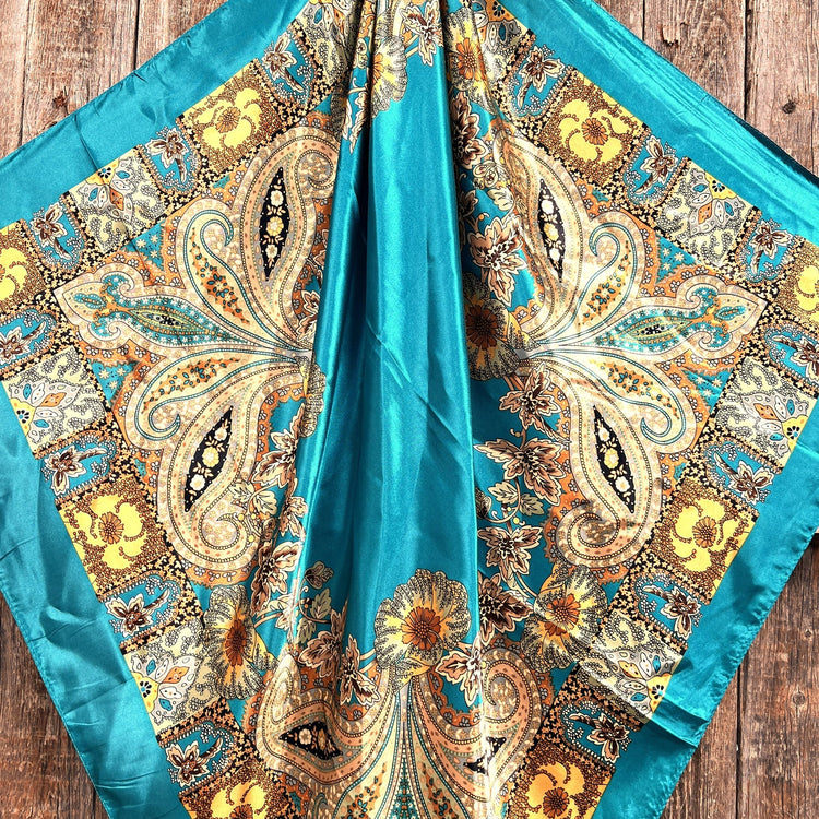 Teal Tone Paisley Wild Rag